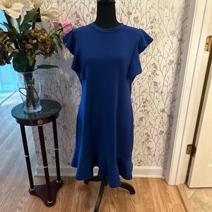 Elegant Blue Ruffle Sleeve Dress